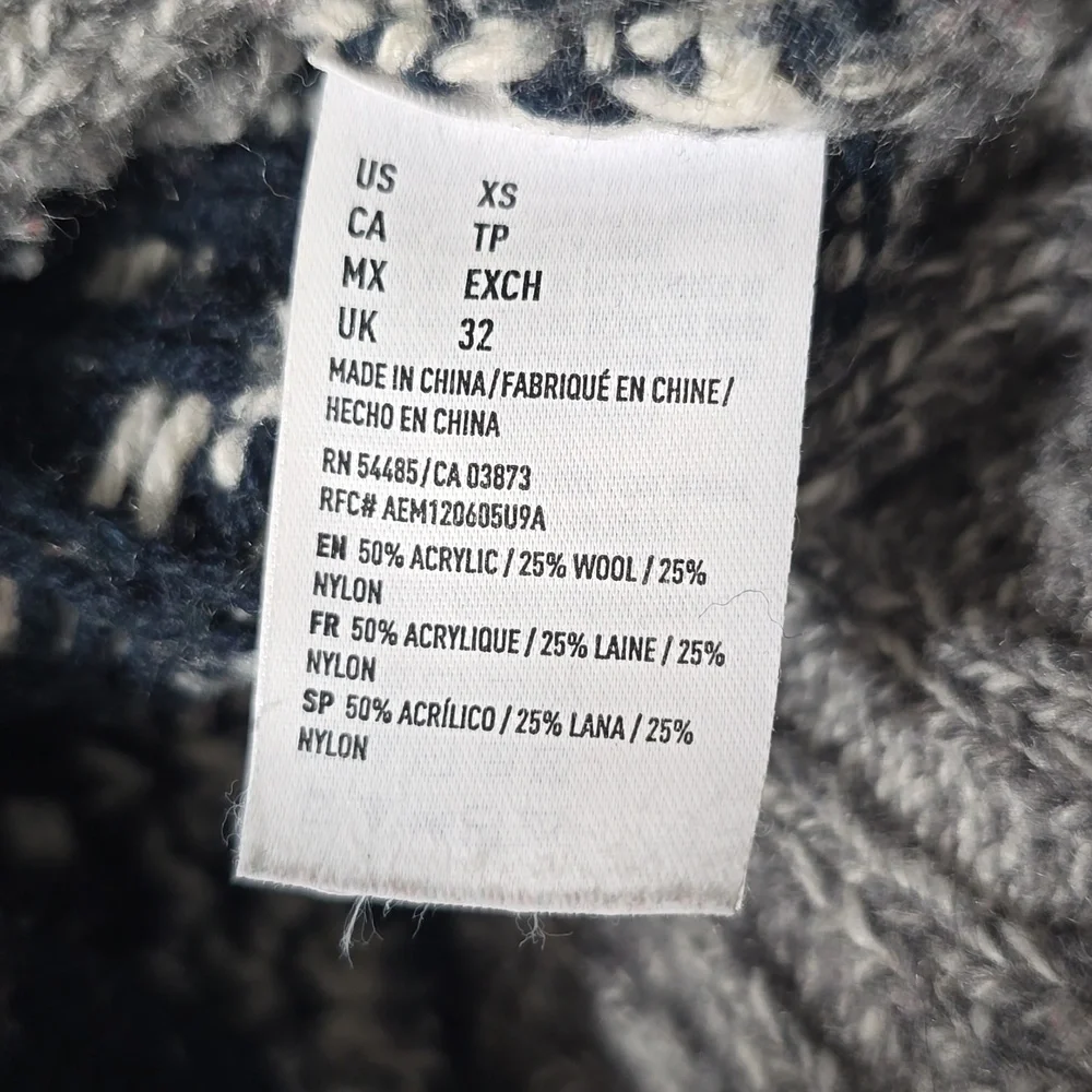American Eagle Unisex Southwestern Shawl Collar Wool Blend Cardigan Sweater XS